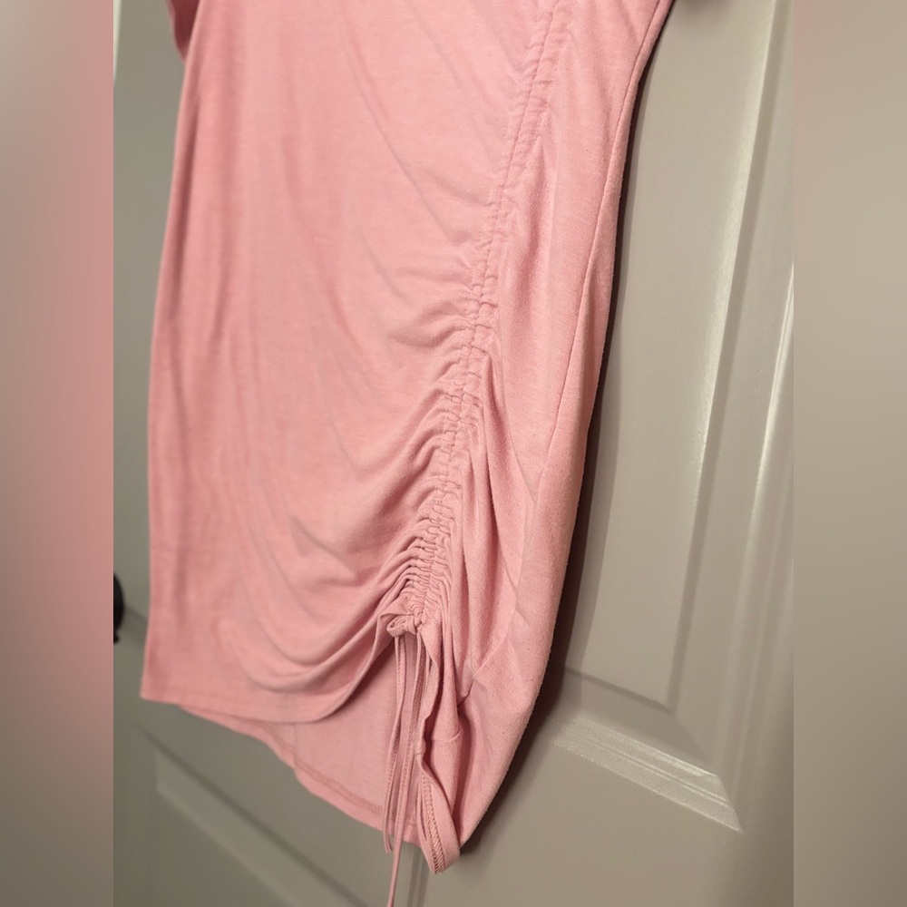 Pink Ruched Maternity Scoop Neck Tee - Picture 5 of 7